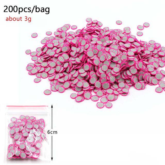 200Pcs Weichen Keramik Obst Scheiben Schleim DIY Nail art Mobilen Schönheit Obst Fimo Perle Zusatzstoffe Telefon Zubehör Für Kinder spielzeug: Slices E