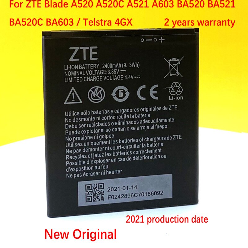 Batería 100% Original para ZTE Blade A520, A521, BA520, A603, BA603, 2400mAh, Li3824T44P4h716043, teléfono móvil de