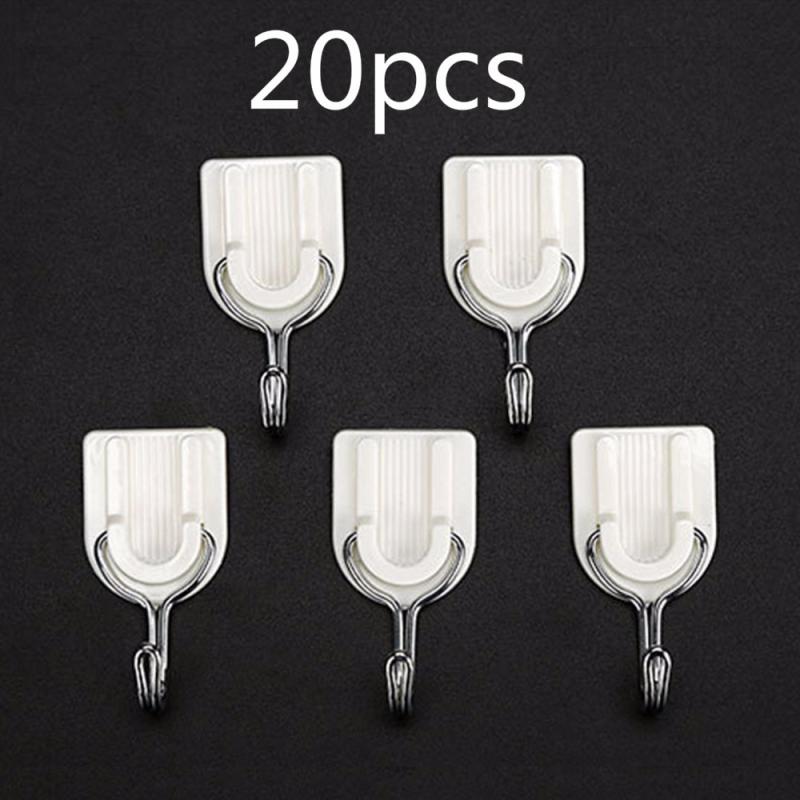 20pc Self Adhesive Wall Hooks Family Robe Hanging Hook Hat Bag Robe Hats Bag Key Wall Hanger Seamless Multi-Purpose Hook: 20pcs U-shape