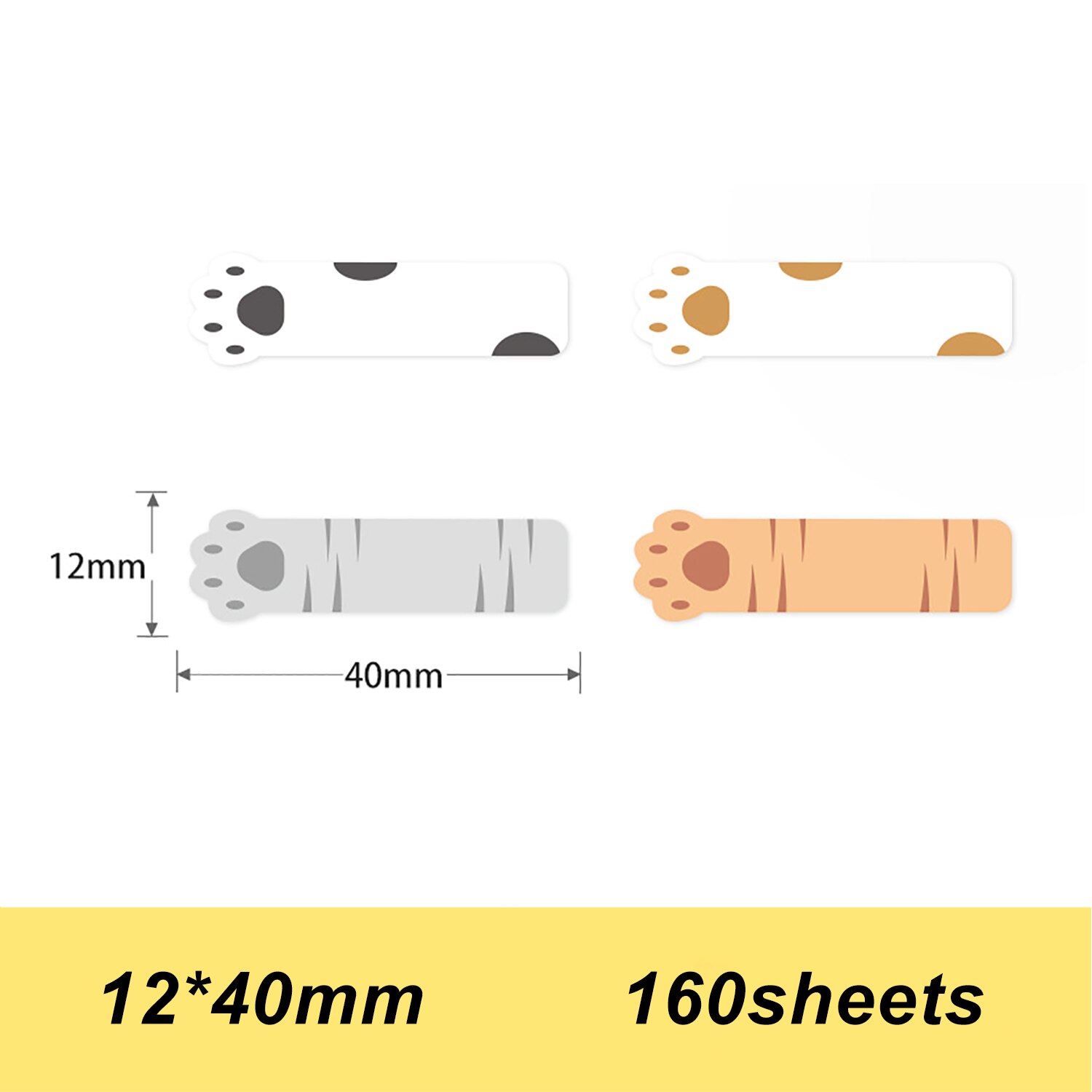 12*40mm 160 Uds./rollo de impresión etiqueta papel térmico código de barras precio tamaño nombre etiquetas en blanco resistente al agua resistente a rasgaduras para el hogar