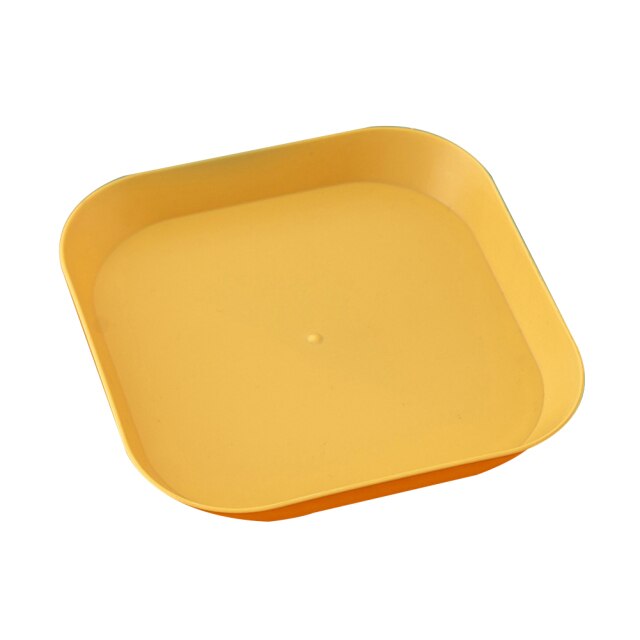 5PCS Square Plastic Plates for Kids and Toddlers Unbreakable Reusable Dinner Plate Serving Dish for Salad Snack Pasta: Yellow