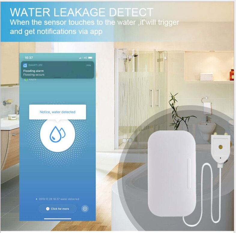 Zigbee water leakage detector sensor Zigbee water flood detect sensor mobile APP control smart home zigbee water sensor