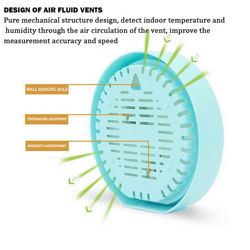 Wall Temperature Humidity Monitor Indoor Outdoor Thermometer Hygrometer No Battery Required