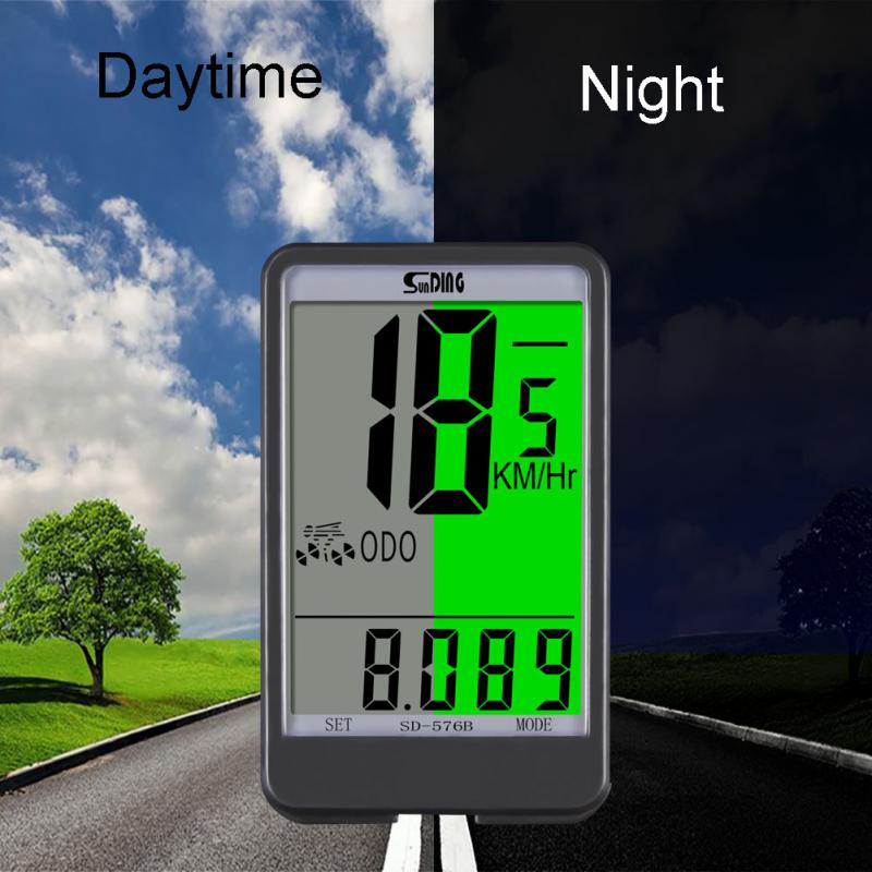 Large Screen Luminous Speedometer Gps Bike Counter 576B SUNDING Bicycle Computer Cable Odometer Stopwatch Bicycle Accessories