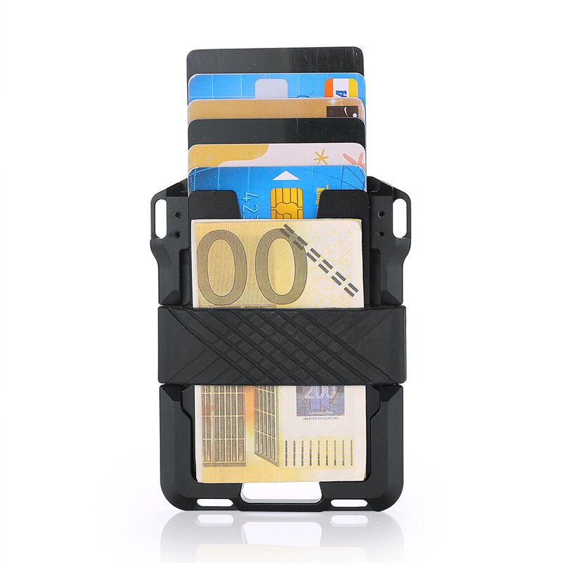 NFC Rfid Metal Bank Credit Card Holder Men Women Minimalist Wallet Male Cardholder porte carte Billetera case for badges choker: Black