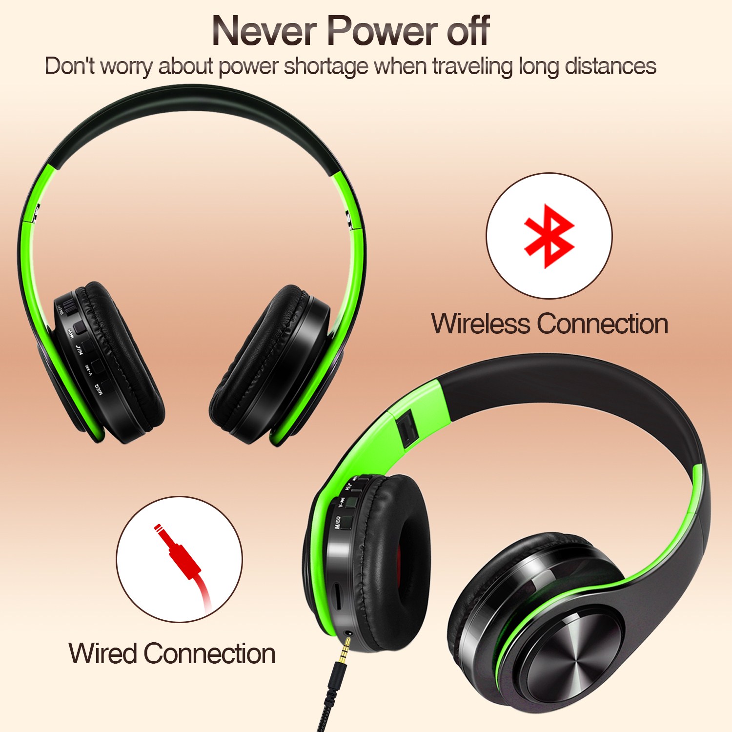 Girl Boy earphones Wireless Stereo Bluetooth Headphones Built-in Mic Soft Earmuffs Sports Headset BASS for ios and Android