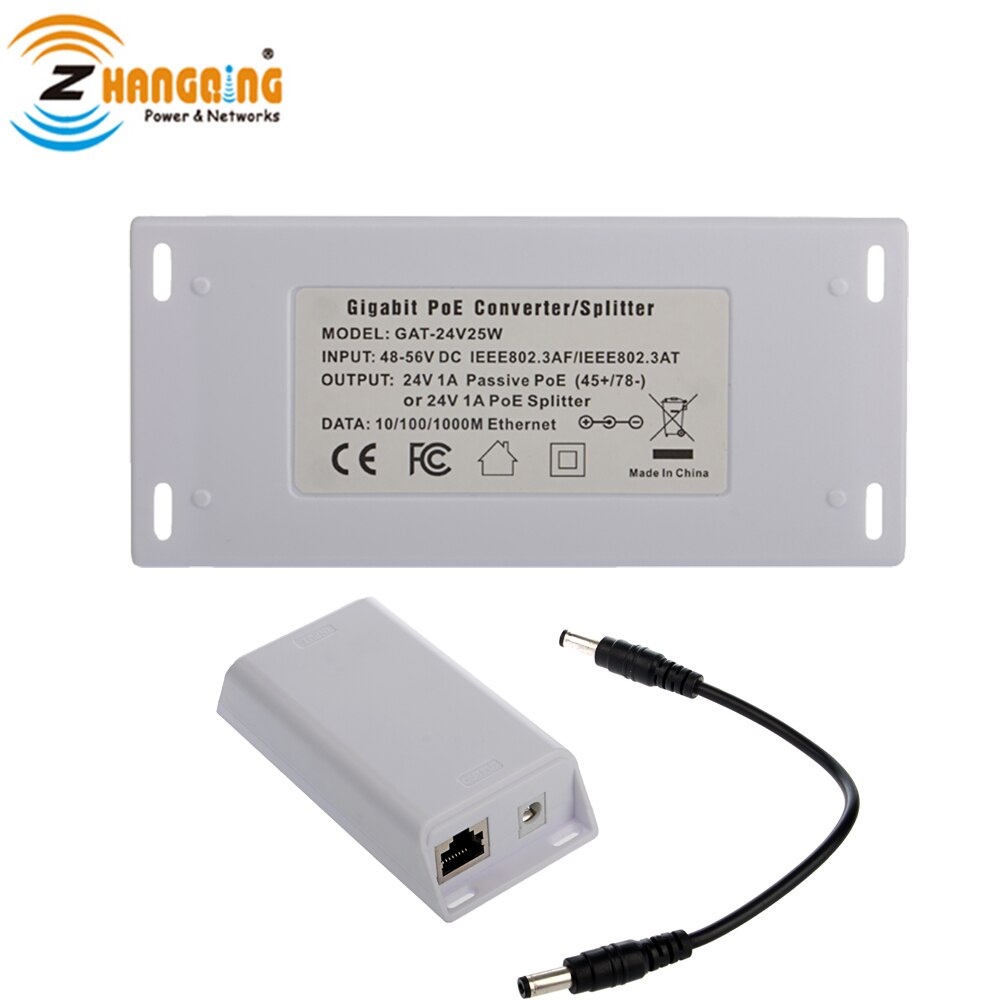 Ieee 802.3at kompatibel gigabit , 48v to 24v poe konverter 24v 25w til mikrotik og ubiquiti poe enhed 48v to 24v passiv