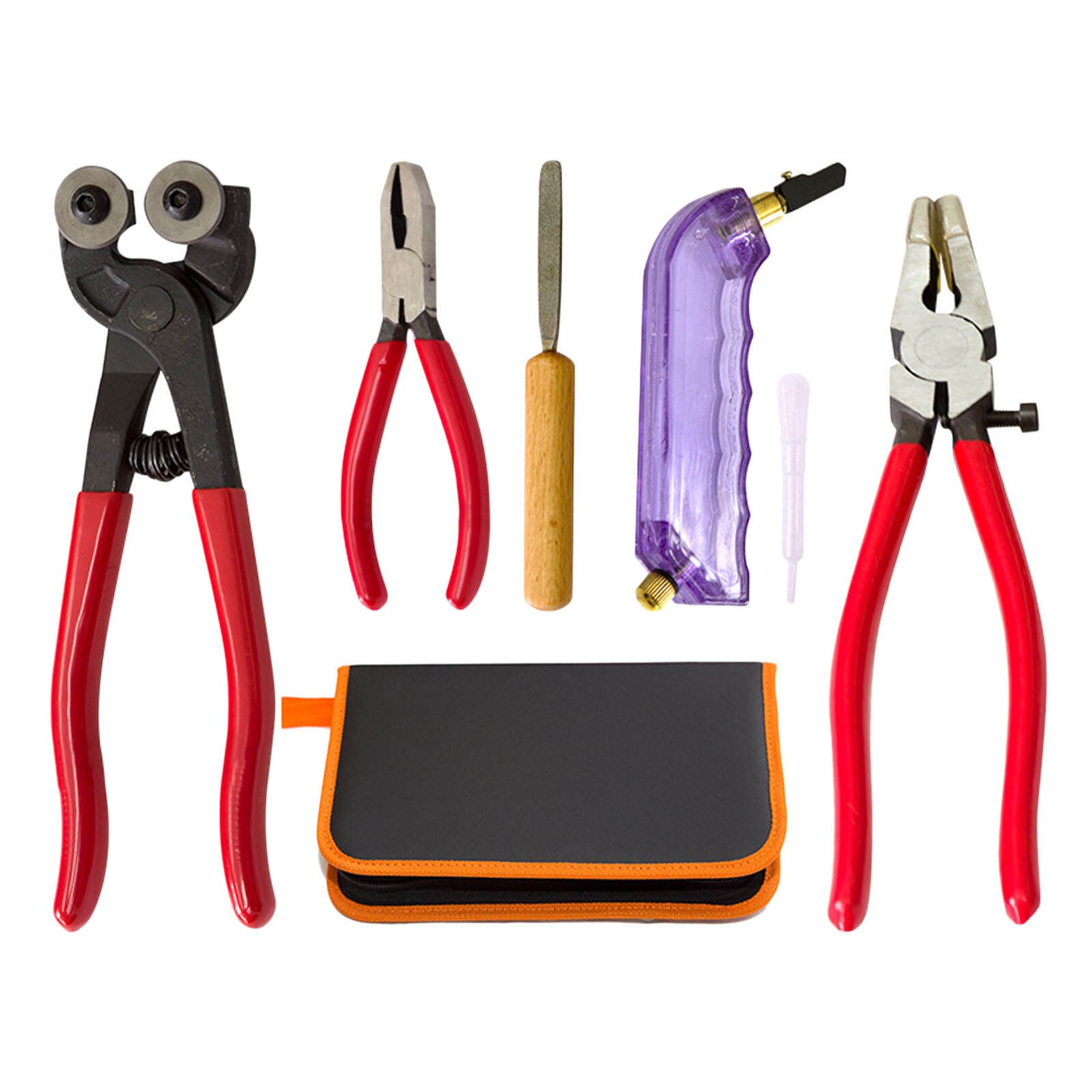 5Pcs Stained Glass Cutting Tools Wheeled Glass Nipper Pliers Heavy Duty Glass Tool Kit for Stained Glass Work
