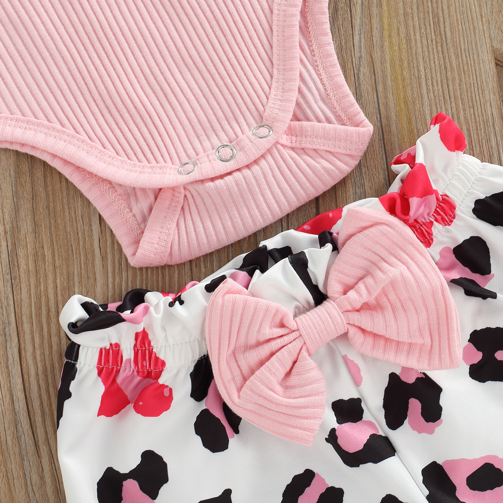 Ensemble de vêtements d'été pour bébés filles de 0 à 18M, barboteuse à manches courtes + Short imprimé léopard/tournesol, I GOT IT FROM MY MAMA, 3 pièces, 2022