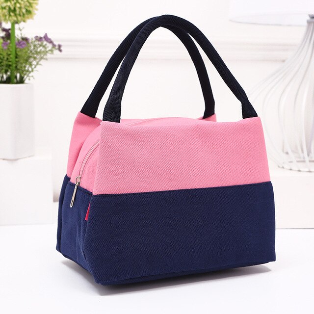 Leinwand Mittagessen Taschen Für Frauen Tragbare Thermal- Isolierte Mittagessen Kasten Tasche Tote Bolsa Comida Mittagessen Tasche Für freundlicher schule: Rosa