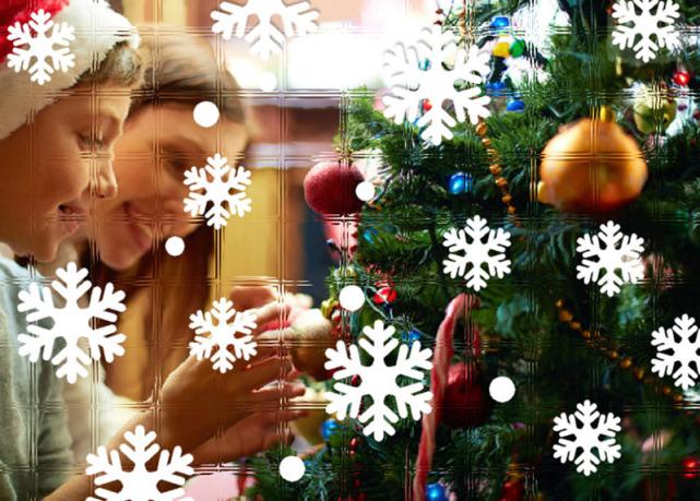 Cartoon Christmas Stickers for Window Showcase Removable Santa Clause Snowman Home Decor Decal Adhesive Year Mural #25: E