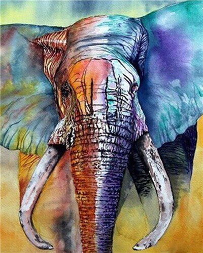 Azqsd oljemaleri etter tall dyr akrylmaling dekor for hjemmet uinnrammet farging etter tall elefant unik: Szgd 5409