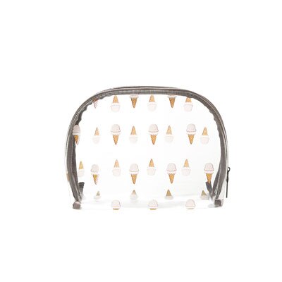 Durable Wasserdicht PVC frauen Reise Kosmetik Tasche Verdickt Transparent Multi Zweck Zipper Make-Up Tasche: Cream Semicircle L
