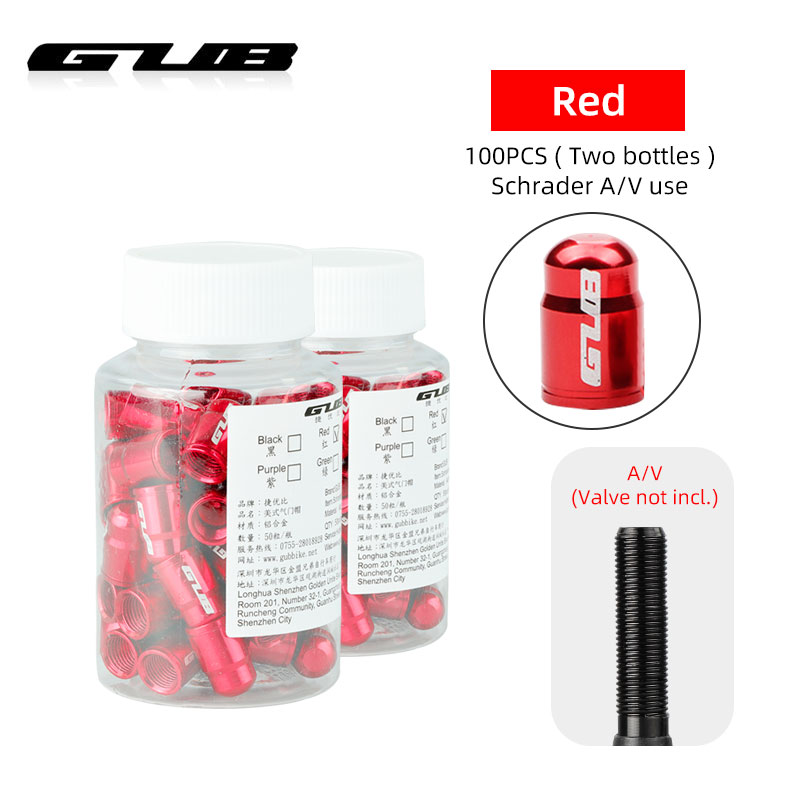 GUB 50 sztuk zawór rowerowy Cap opcjonalnie Schrader A/V Presta F/V stopu CNC anodowane osłona na sutek rustykalne darmo: Schrader Rd 100PCS