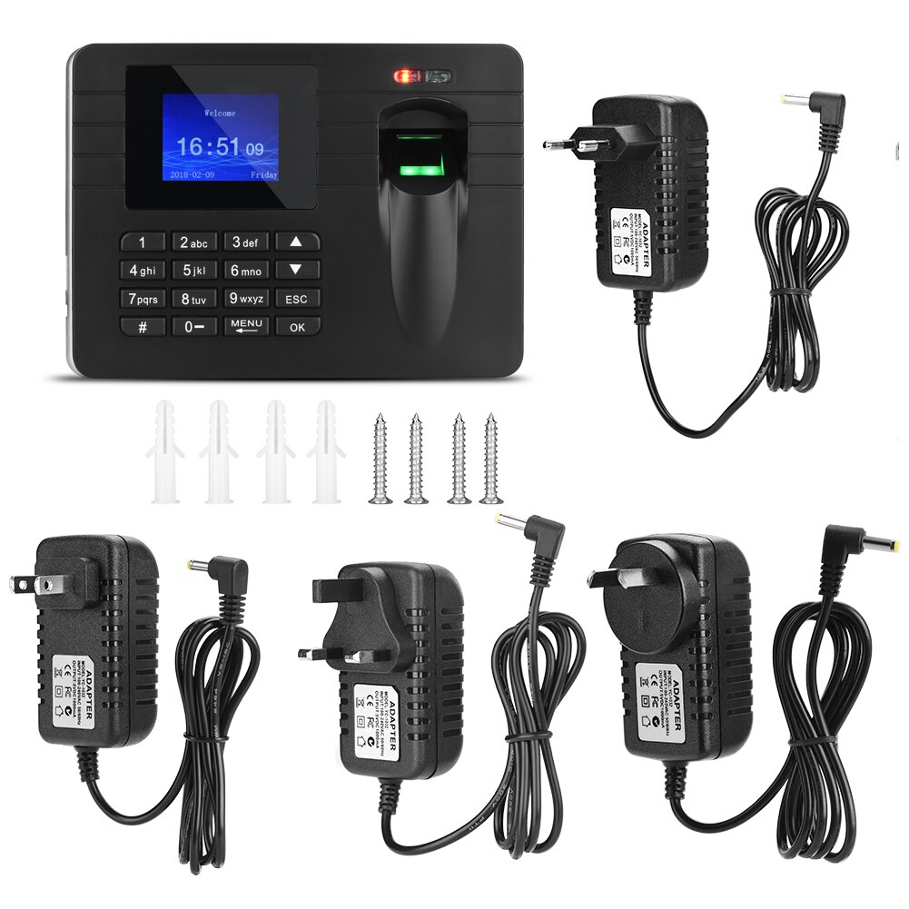 2.4in TFT LCD Screen Fingerprint Time Clock Recorder Employee Attendance Machine Smart Card System Security Protection