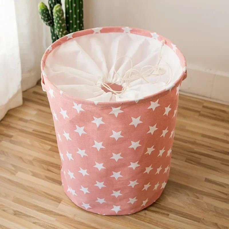 Faltbarer Stern-Wäschekorb für Spielzeug, Baumwollleinen, Aufbewahrungseimer, Tasche, zusammenklappbarer Organizer für schmutzige Kleidung Ich bin Haushalt, 35 x 45 cm