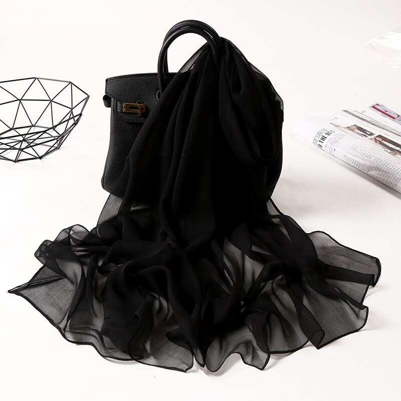 Mode Zon Zijden Sjaal Vrouwen Bloem Georgette Bandana Elegante Zee Strand Shawl Soft Hijab Lange Dunne Zijden Sjaal: A13