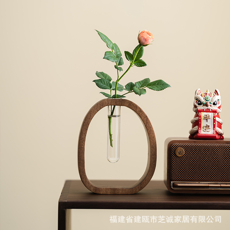 Drewno orzechowe hydroponiczny pojemnik na kwiaty dekoracja stołu mini szklany wazon na kwiaty robić aranżacji roślin szklany pojemnik na kwiaty robić domu