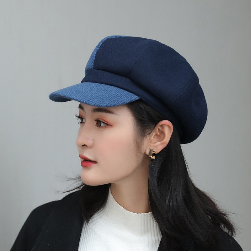 Vintage Hat Ladies Classic Octagonal cap Cap Autumn&Winter Hat for women: Army Green