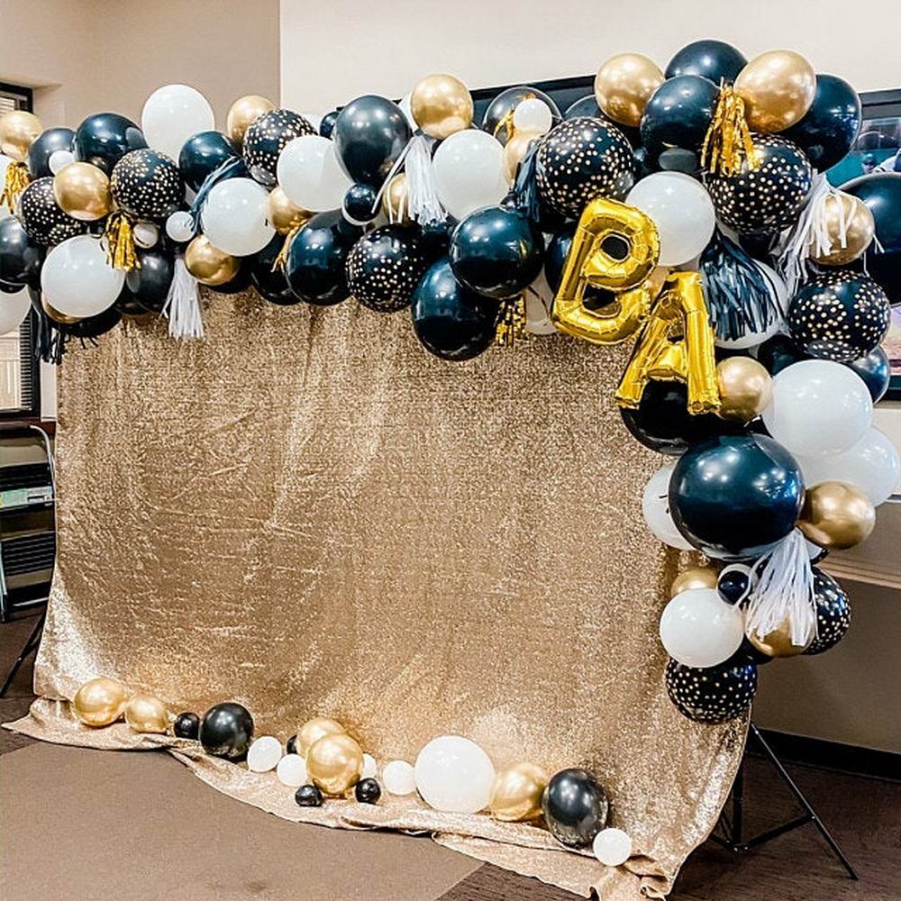 87 stk diy ballon guirlande arch kit sort guld champagne latex balloner til år pensionering eksamen fest dekoration