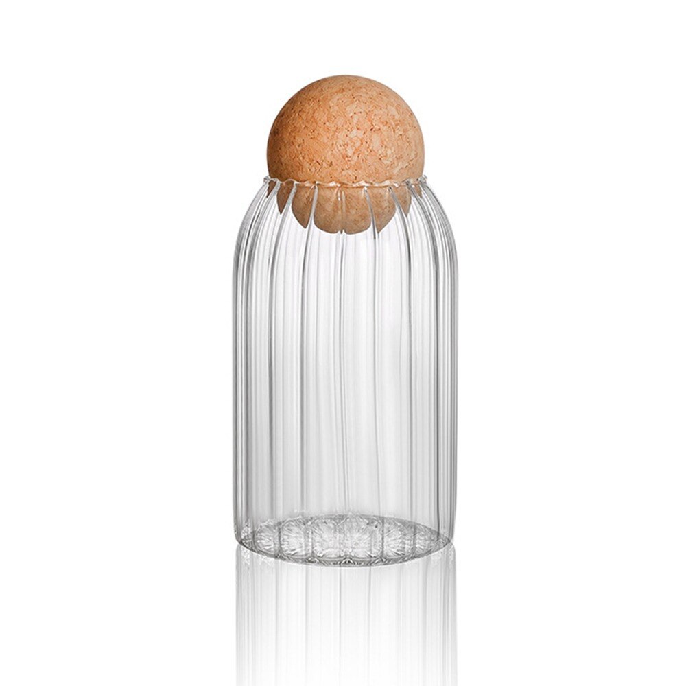 Bocal en verre sans plomb avec couvercle, boule de liège, réservoir de stockage, boîtes de thé scellées, céréales, bocaux de stockage transparents, contenant du café: 800ml-B