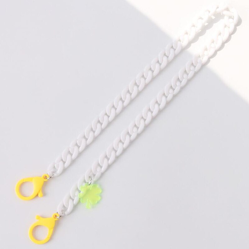 Collar de cadena antipérdida de longitud ajustable para mujer y niño, cadena para cuello, accesorios, collares de acrílico, correa de seguridad: Blanco