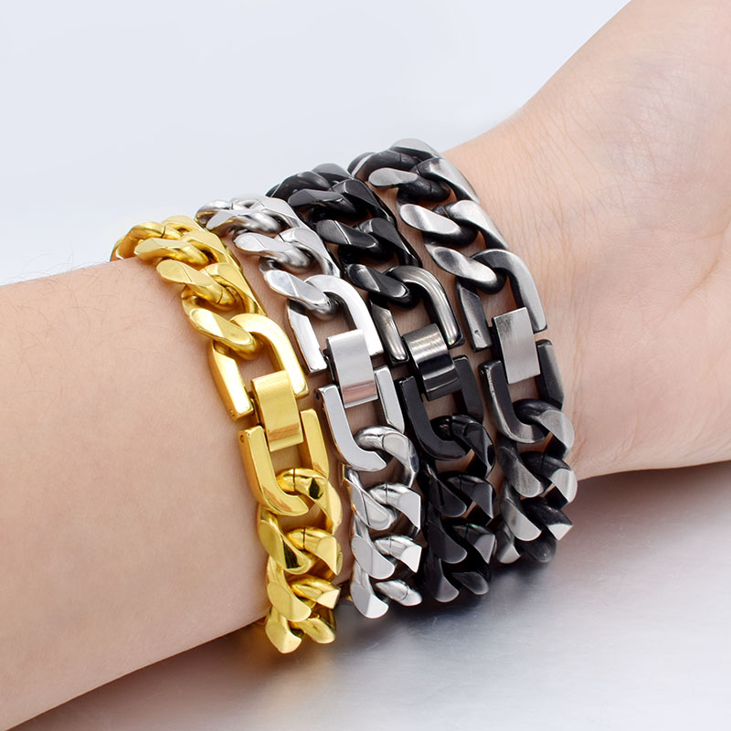 CHIMDOU 21 cm 13mm Coole Edelstahl Pop Punk Rock Stil Runde Kette Link Armband Männer schmuck AB713