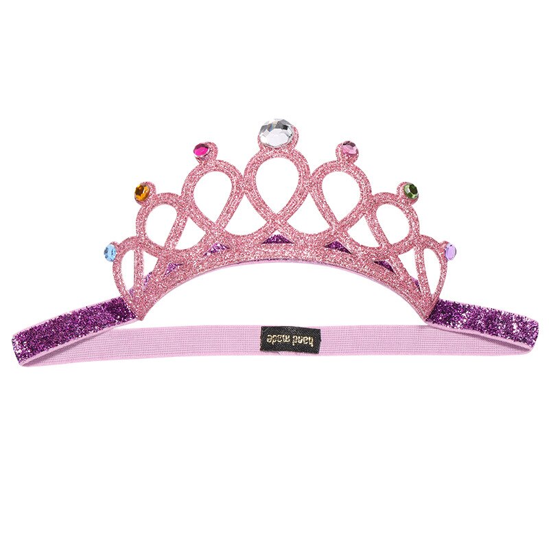 Kind Steentjes Prinses Hoofdband Elastische Haar Crown Tiara Accessoires Haarband Accessoire Party Haar Jewelr: Pink