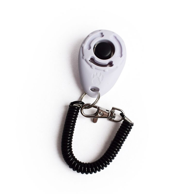 Pet Dog Trainings Personal Sounder Dog Trainer Click Adjustable Sound Plastic Key Chain and Wristband Dog Pet Product: White