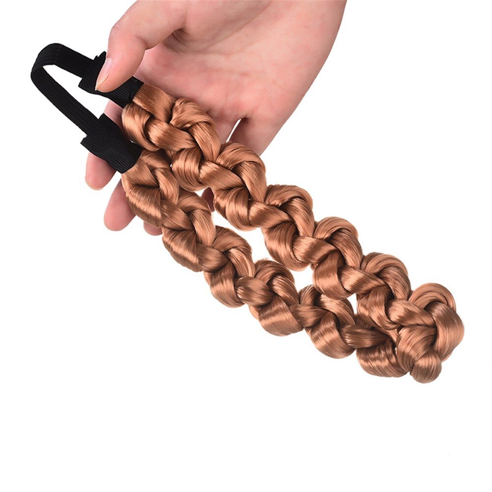 Syntetisk paryk twist hårbånd fletninger hårtilbehør kvinder boheme fletning elastisk pandebånd stretch bandana