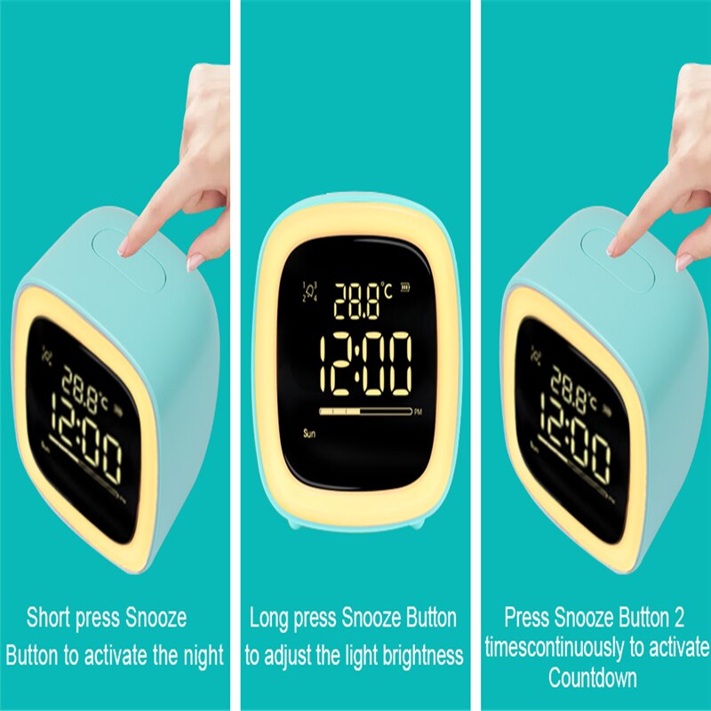 Kids Alarm Clock Cute-TV Night Light Alarm Clock for Children Bedroom Clock Rechargeable Battery Operated