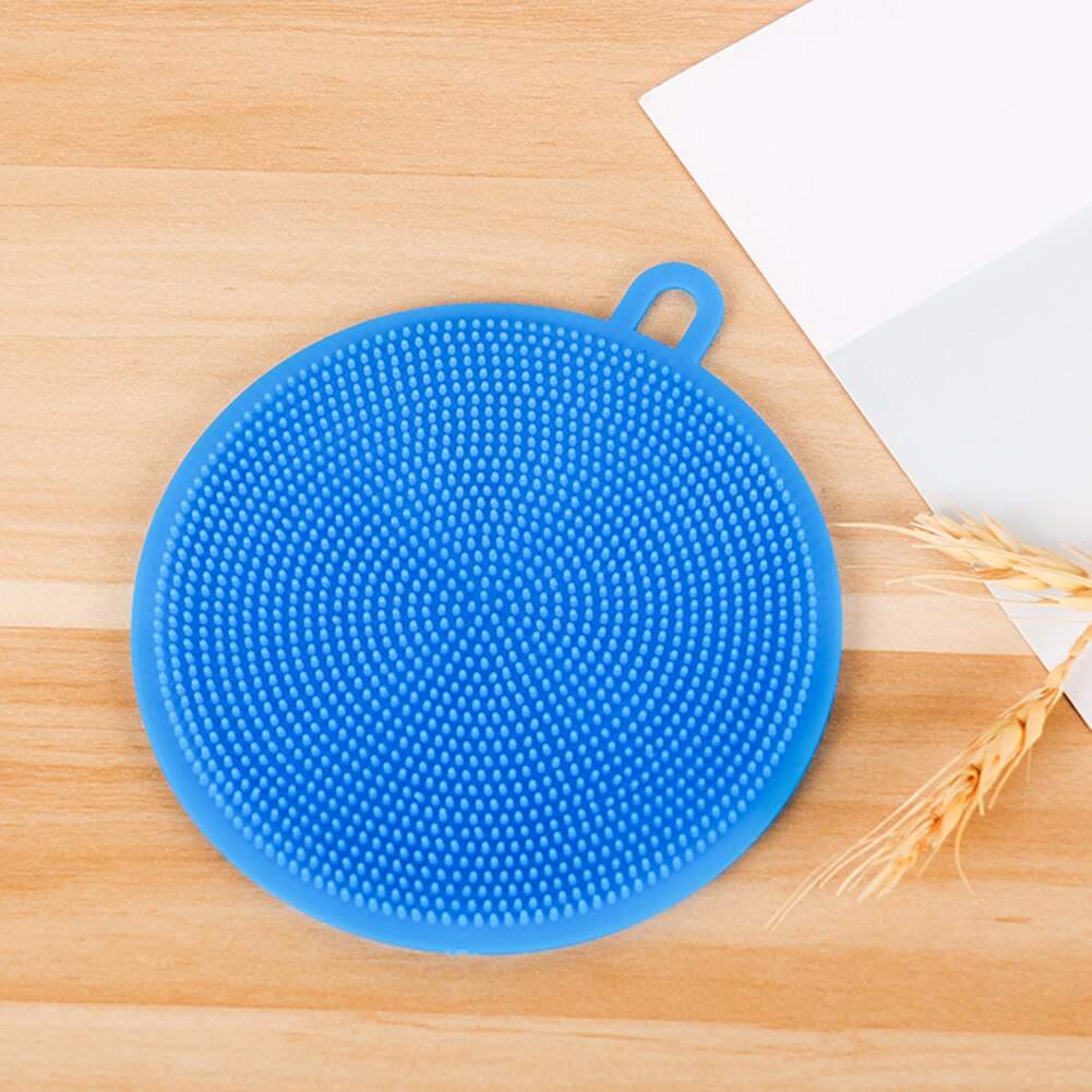 Silicone plat éponge antibactérien cuisine épurateur légumes fruits brosse nettoyage éponge plat lavage brosse Pot porte-casserole: Bleu