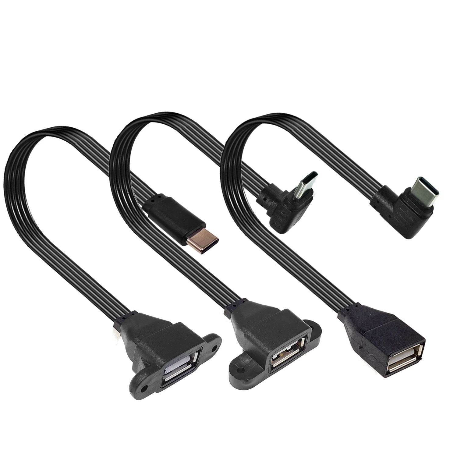 Flat C-type USB to OTG USB cable,Suitable for phones and computers function on TYPE-C 90 degree male to USB 2.0 female adapter