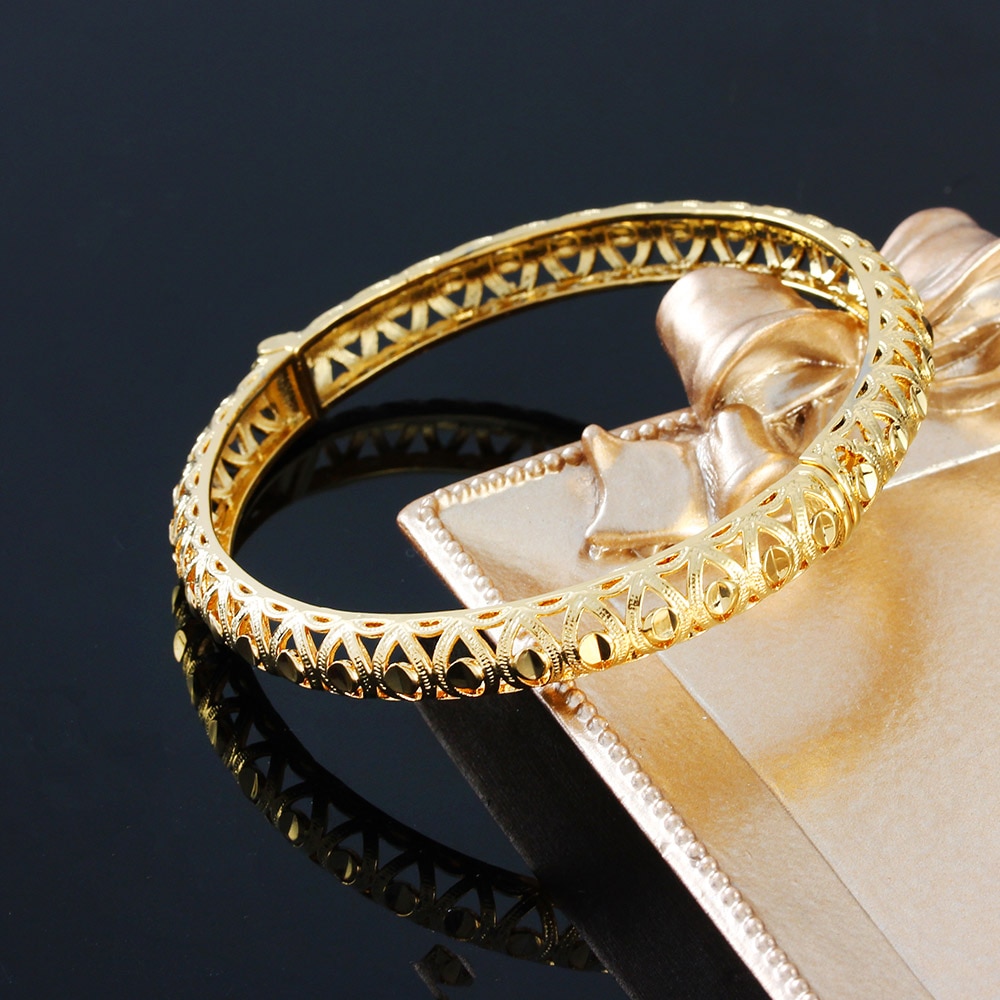Turkish Bangles Gold Color Bangles for Women Bride Wedding Bangles Muslim Bracelets Indian/France/African/Dubai Jewelry