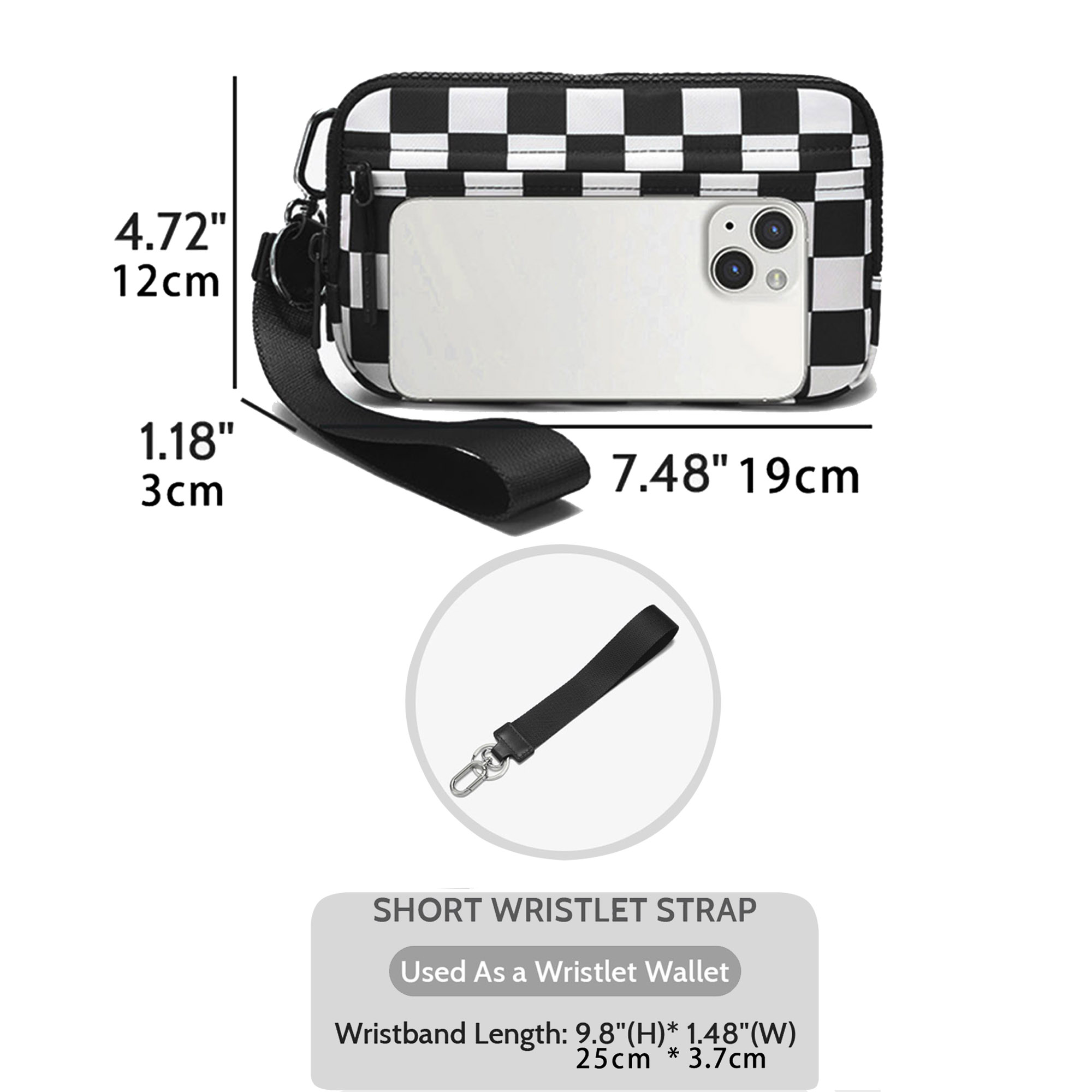DOYOGI Portafogli da polso da donna Portafoglio trapuntato in nylon con 3 cerniere, carta di credito da viaggio, porta cellulare, portamonete