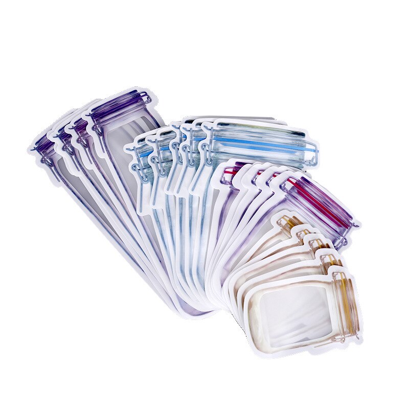 Reusable Composite Irregular Packing Bag Kitchen Zipper Sealed Vacuum Fresh-Keeping Bottle Bag Mason Self Sealing Bag