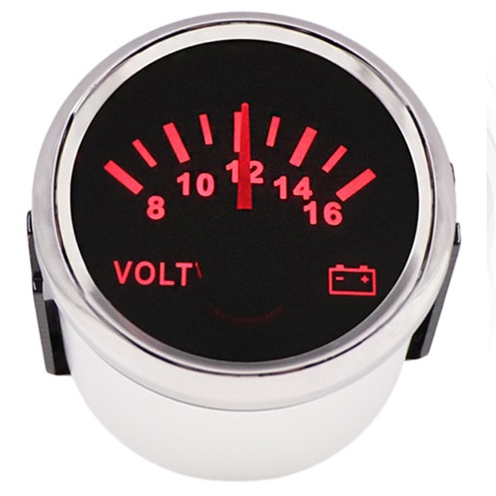 52 mm Marine Auto Voltmeter 8-16 V 18-32 V Waterproof Gauge For Motorcycle Car Boat Automobile With Red Backlight 12V 24V