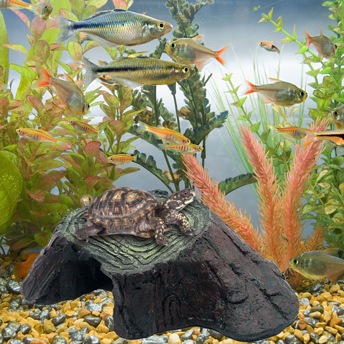 Tortoise Basking Platforms Rock Reptile Turtle Resin Basking Platform Hideout Fish Tank Aquarium Decor Pet Products