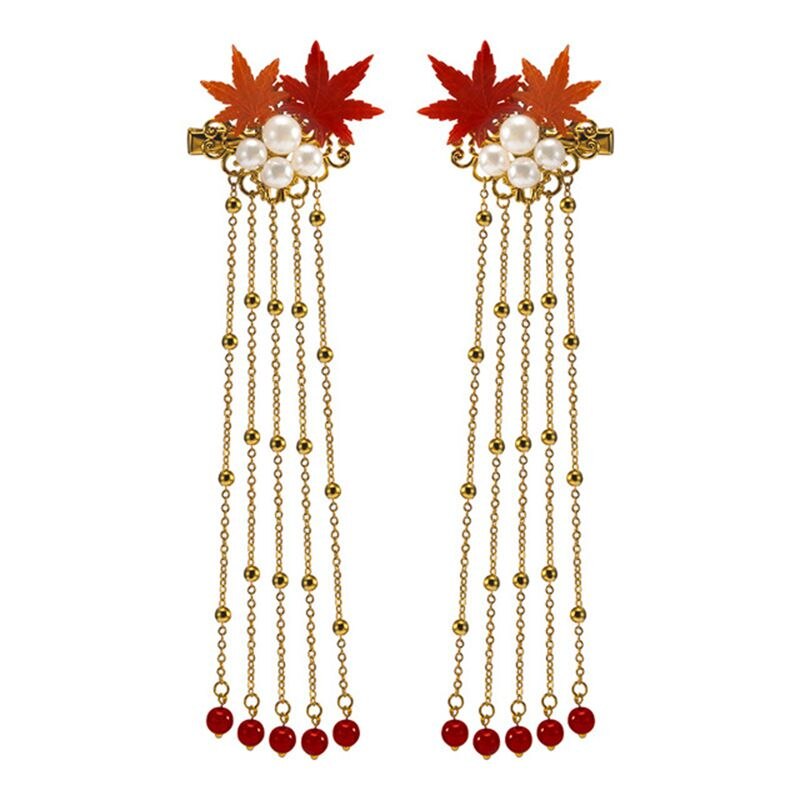 Chinesische haaraccessoires für damen, ahornblatt-haarnadeln, vintage hanfu-kopfschmuck , 1 paar