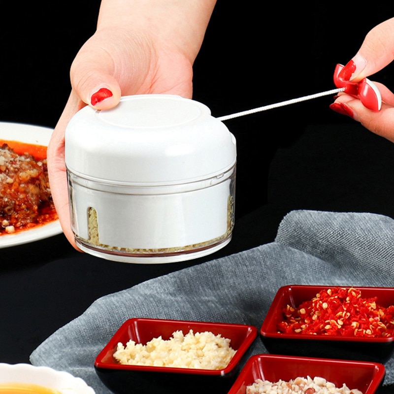 Trække hvidløg/løg hakker knuser presse manuel food cutter processor til frugt grøntsager kød køkken værktøj mini mad hakker
