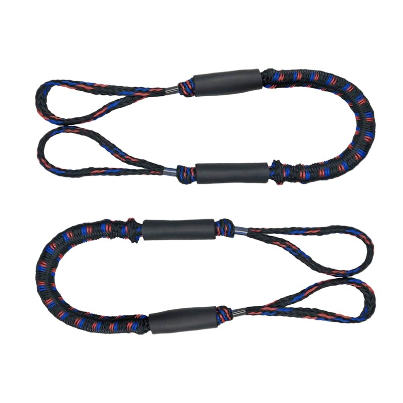 2Pcs Elastic Wharf Rope Dinghy Marine Boat Bungee Dock Line Mooring Rope