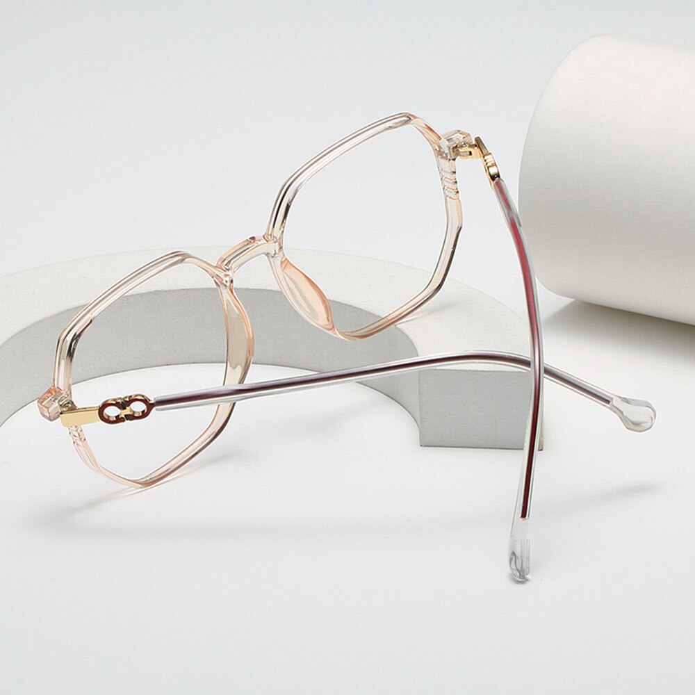 Metal Myopia Glasses Women&men Big Frame Polygon Myopia Glasses Anti-blue Light Eyeglasses Student Shortsight Eyewear