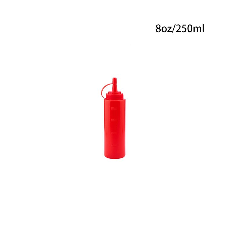 Plastic Naald Neus Salade Dressing Squeeze Fles Ketchup Duurzaam Mosterd Kruiderij Dispenser Flessen Keuken Accessoires: 8 oz (250ml)-Red
