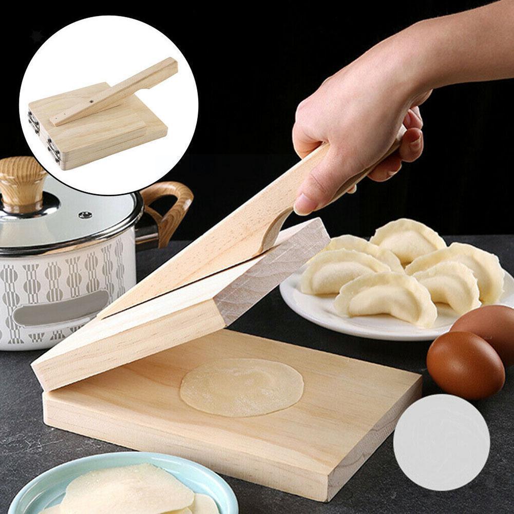 Wooden Dough Pressing Tool Dough Presser Dumpling Skin Press Tool Mold Baking Dumpling Kitchen Pastry Wrapper Tool Making E9O7