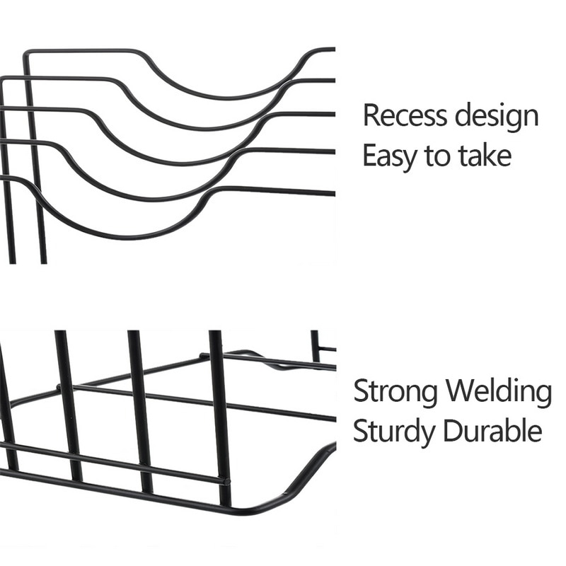 1pc Kitchen Shelf Pan Rack Cutting Board Holder Storage Pot Lid Organizer Stands Tapas Cover Stand Iron Dish Rack #3