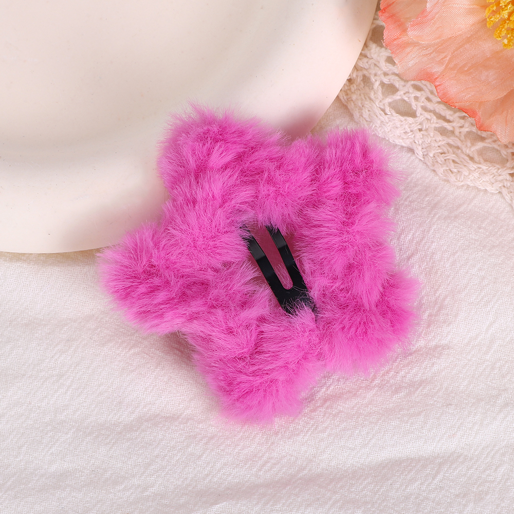 1/2/4 Uds. Pinzas para el cabello BB de estrella de felpa dulce para mujeres y niñas, horquillas con flequillo lateral esponjoso, pasadores, accesorios para el cabello Y2K