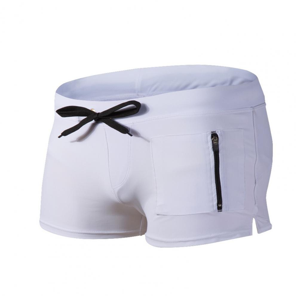 Men Surf Shorts Drawstring Comfortable Lightweight Good Skin-touch Swimming Trunks Simple Male Jogger Shorts for Beach: White / XL