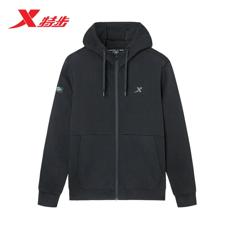 Xtep holgada-Sudadera con capucha para hombre, ropa deportiva a la , informal, cómoda, 880129060206: M / black