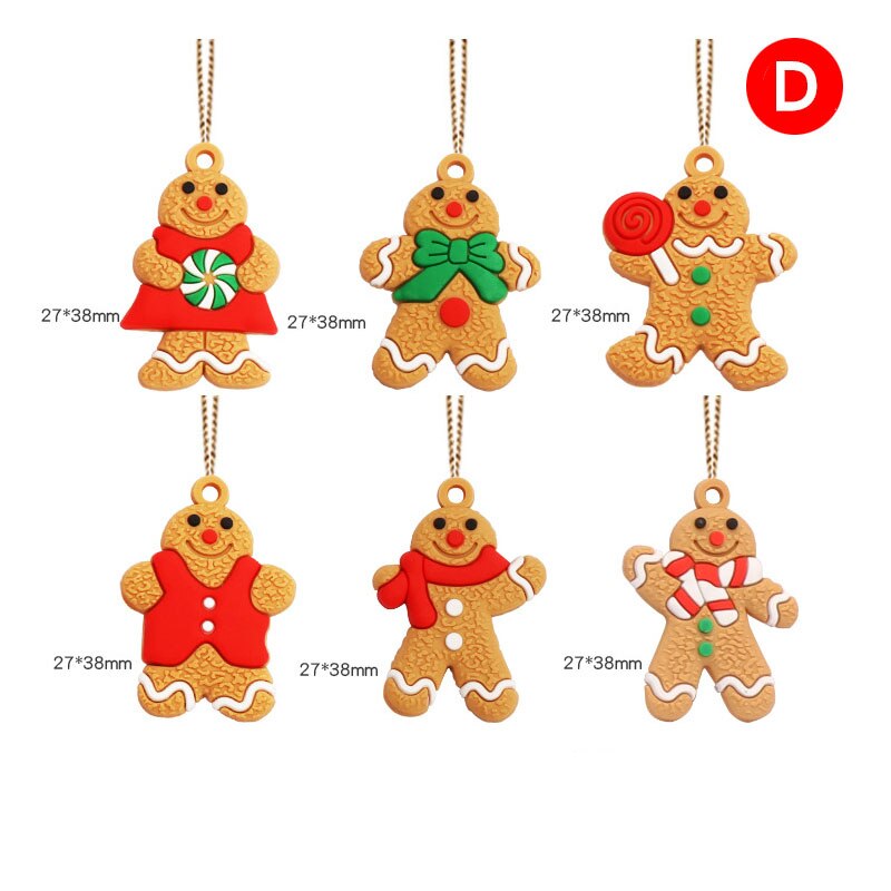 Ginger bread Man Decorations Christmas Ornaments Deer Snowman Xmas Tree Pendant Charm Hanging Ornament Decorations: C SET