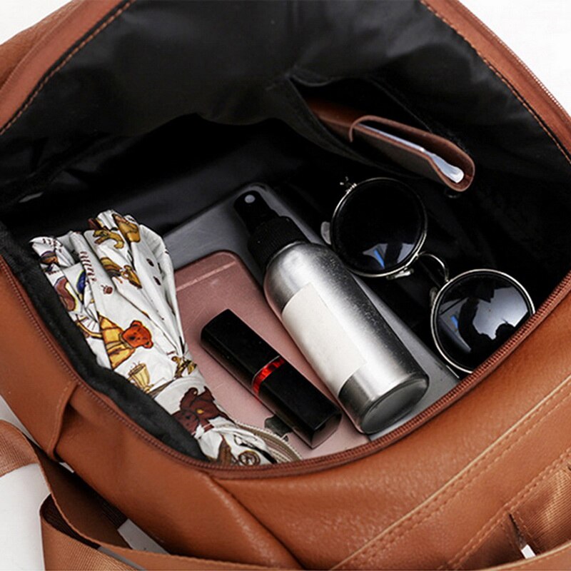 Vrouwen Rugzak Anti-Diefstal Rugzak Klassieke Pu Leer Effen Kleur Rugzak Canta Schoudertas